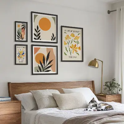 Conjunto de cuadros decorativos con diseño de flores abstractas estilo boho