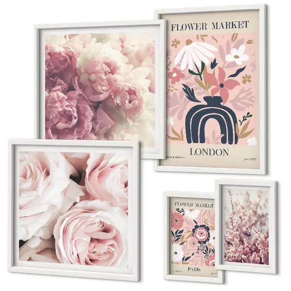 Decoraciones florales de estilo bohemio cuadro para pared de galería de arte