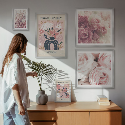 Pared galería de arte Decoraciones florales de estilo bohemio
