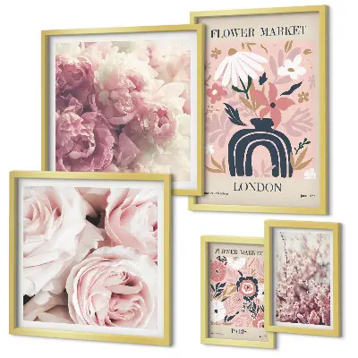 Decoraciones florales de estilo bohemio cuadro para pared de galería de arte