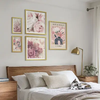 Decoraciones florales de estilo bohemio cuadro para pared de galería de arte