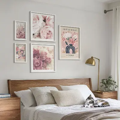 Decoraciones florales de estilo bohemio cuadro para pared de galería de arte