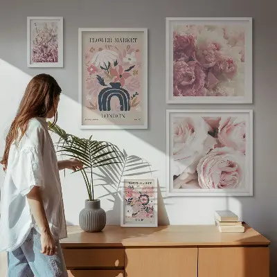 Decoraciones florales de estilo bohemio cuadro para pared de galería de arte