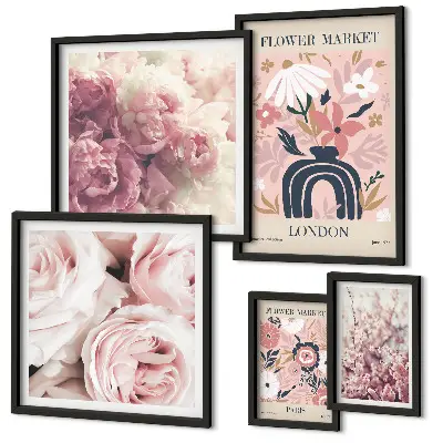 Decoraciones florales de estilo bohemio cuadro para pared de galería de arte
