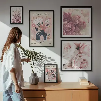 Decoraciones florales de estilo bohemio cuadro para pared de galería de arte