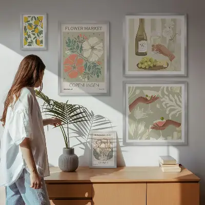 Conjunto de cuadros decorativos con diseño de flores y frutas al estilo vintage