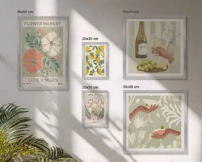 Conjunto de cuadros decorativos con diseño de flores y frutas al estilo vintage