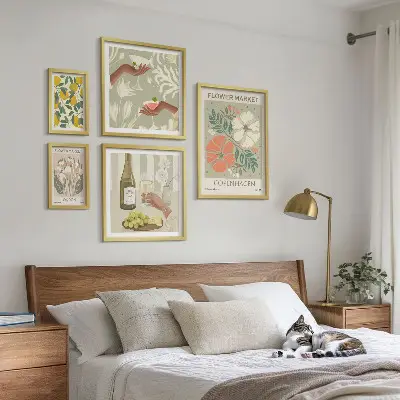 Conjunto de cuadros decorativos con diseño de flores y frutas al estilo vintage