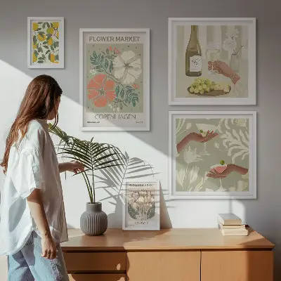 Conjunto de cuadros decorativos con diseño de flores y frutas al estilo vintage