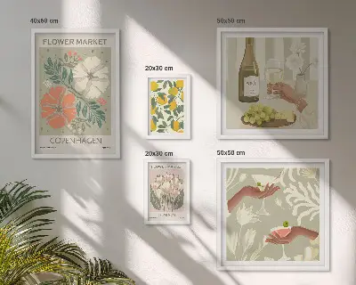 Conjunto de cuadros decorativos con diseño de flores y frutas al estilo vintage