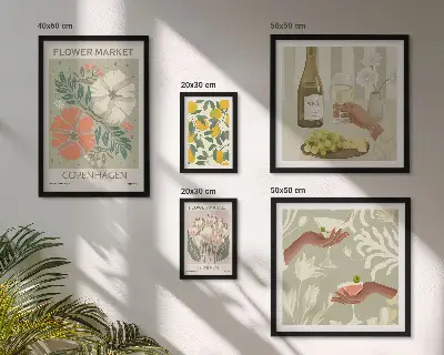Conjunto de cuadros decorativos con diseño de flores y frutas al estilo vintage