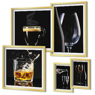 Conjunto de cuadros decorativos Cócteles y bebidas al estilo bar