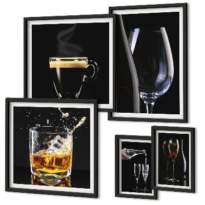 Conjunto de cuadros decorativos Cócteles y bebidas al estilo bar