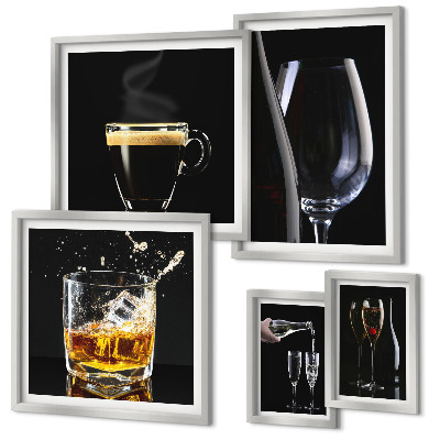 Conjunto de cuadros decorativos Cócteles y bebidas al estilo bar