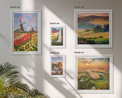 Set de 5 cuadros para salón Paisajes naturales, cascadas, molinos de viento