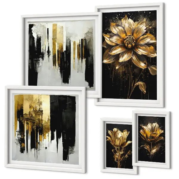 Conjunto de cuadros decorativos con motivos florales de estilo elegante y moderno