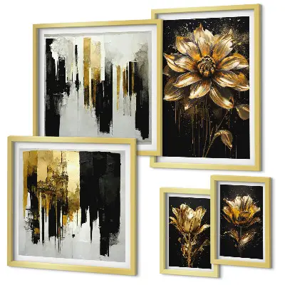 Conjunto de cuadros decorativos con motivos florales de estilo elegante y moderno