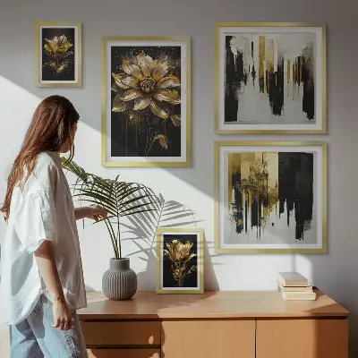 Conjunto de cuadros decorativos con motivos florales de estilo elegante y moderno