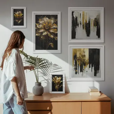 Conjunto de cuadros decorativos con motivos florales de estilo elegante y moderno
