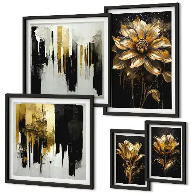 Conjunto de cuadros decorativos con motivos florales de estilo elegante y moderno