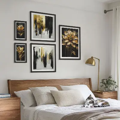 Conjunto de cuadros decorativos con motivos florales de estilo elegante y moderno