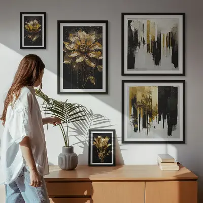 Conjunto de cuadros decorativos con motivos florales de estilo elegante y moderno