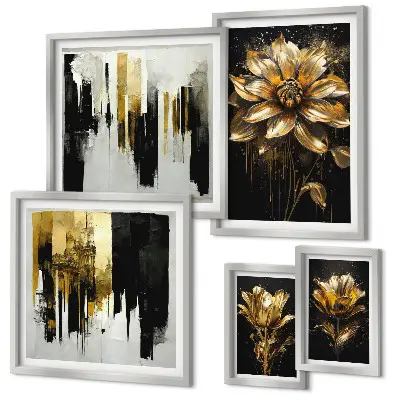 Conjunto de cuadros decorativos con motivos florales de estilo elegante y moderno