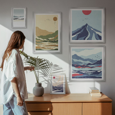 Conjunto de cuadros decorativos Paisajes de montaña y naturaleza