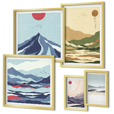 Conjunto de cuadros decorativos Paisajes de montaña y naturaleza