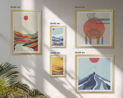 Set de 5 cuadros para salón Paisajes montañosos abstractos