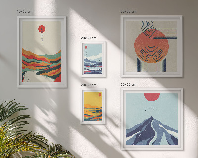 Set de 5 cuadros para salón Paisajes montañosos abstractos