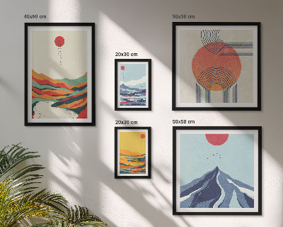 Set de 5 cuadros para salón Paisajes montañosos abstractos