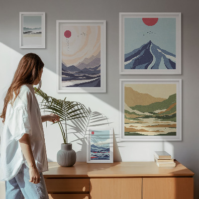 Pared galería de arte Paisajes montañosos abstractos