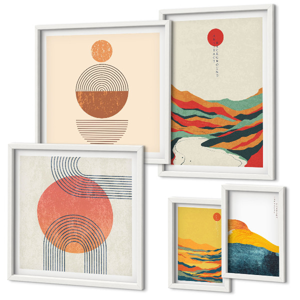 Conjunto de cuadros decorativos Paisajes geométricos abstractos
