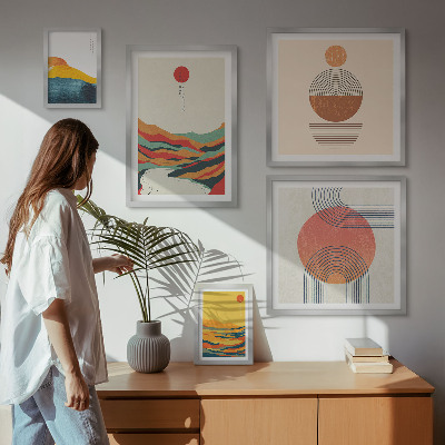 Conjunto de cuadros decorativos Paisajes geométricos abstractos