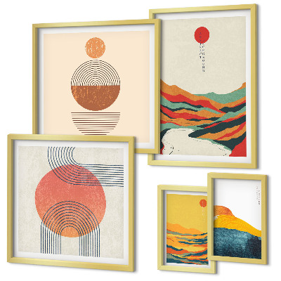 Conjunto de cuadros decorativos Paisajes geométricos abstractos