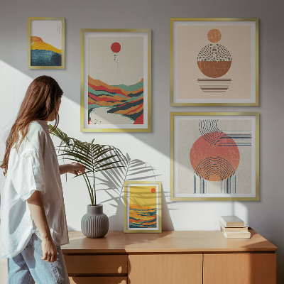 Conjunto de cuadros decorativos Paisajes geométricos abstractos