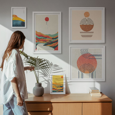 Conjunto de cuadros decorativos Paisajes geométricos abstractos