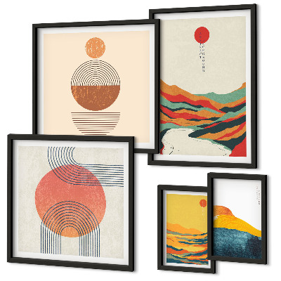 Conjunto de cuadros decorativos Paisajes geométricos abstractos