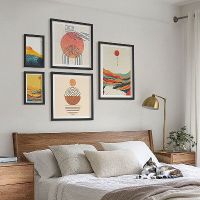 Conjunto de cuadros decorativos Paisajes geométricos abstractos
