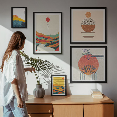 Conjunto de cuadros decorativos Paisajes geométricos abstractos