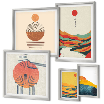 Conjunto de cuadros decorativos Paisajes geométricos abstractos