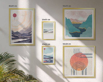 Set de 5 cuadros para salón Paisajes montañosos abstractos