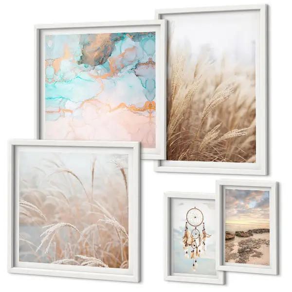 Conjunto de cuadros decorativos con paisajes etnográficos de estilo bohemio natural
