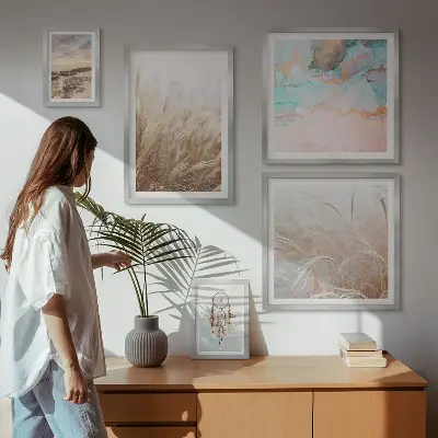 Conjunto de cuadros decorativos con paisajes etnográficos de estilo bohemio natural