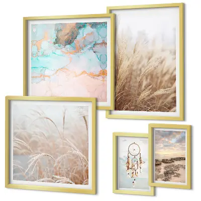 Conjunto de cuadros decorativos con paisajes etnográficos de estilo bohemio natural
