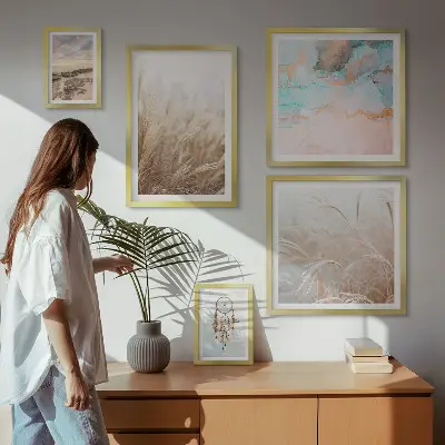 Conjunto de cuadros decorativos con paisajes etnográficos de estilo bohemio natural