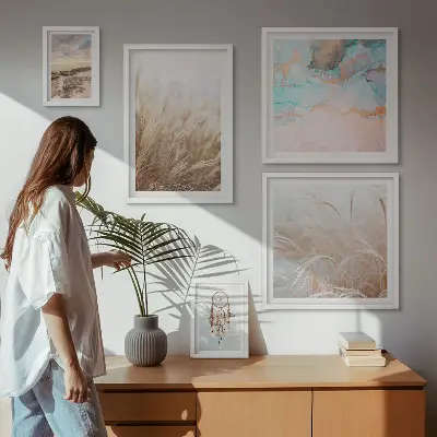 Conjunto de cuadros decorativos con paisajes etnográficos de estilo bohemio natural