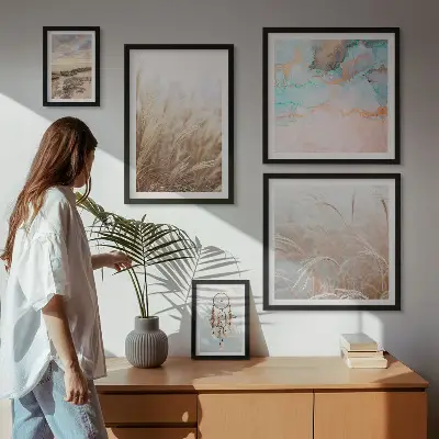 Conjunto de cuadros decorativos con paisajes etnográficos de estilo bohemio natural