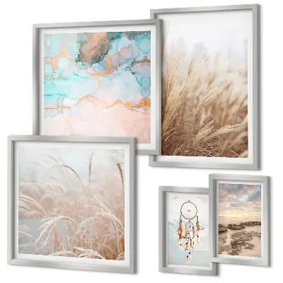 Conjunto de cuadros decorativos con paisajes etnográficos de estilo bohemio natural